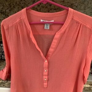 Tommy Bahama Coral/Orange Gauze Tunic Sz Medium